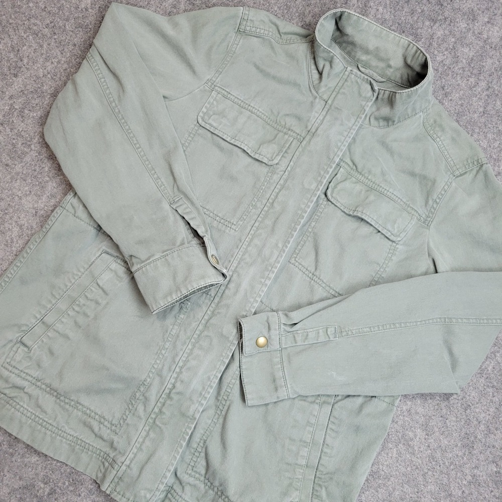 Gap Field Jacket Womens Medium Army Green Utility Snap Inside Zip Chore Barn